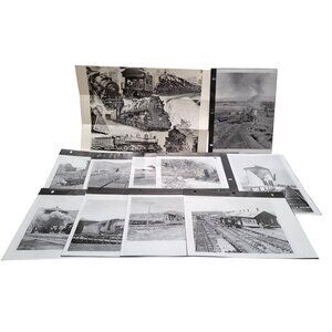 Vintage Lot of 19 Railway Photography Pictures and 1 Folded Wall Poster